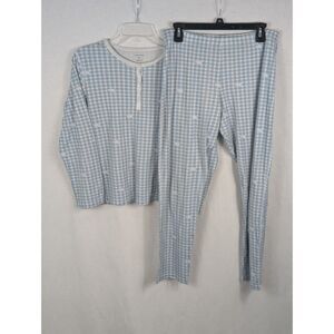 Roller Rabbit Gingham Hathi Elephant Pajama Set Women's Size Medium